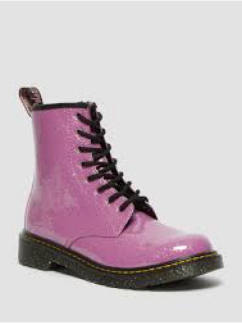 Dr. Martens Pink Glitter Lace-Up Combat Boot